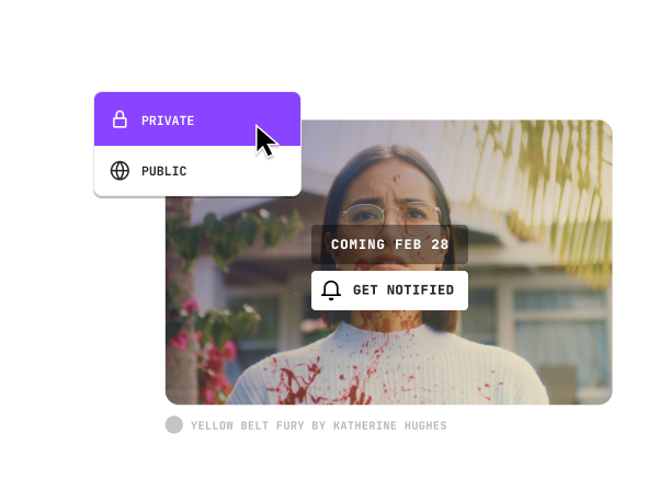 Controls to manage your film's preview and premiere.